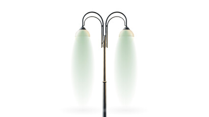 Modern Minimalist Double Street Lamp Post with White Light Isolated on a Transparent Background Vector