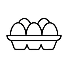 Simple line art illustration of a carton filled with six eggs