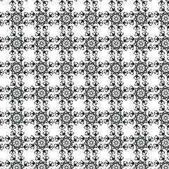 a seamless black and white floral pattern. It features a repeating design of stylized flowers and leaves on a white background. The pattern is commonly available as a vector graphic or as a print on f