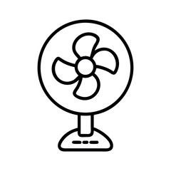 Simple line drawing of a tabletop fan with four blades