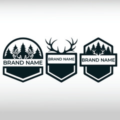 BUNDLE WILD DEER HUNTING badge LOGO VECTOR