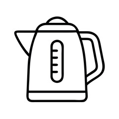 Simple line art icon of a modern electric kettle with water level indicator