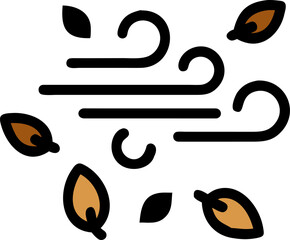 Autumn Wind and Leaves Silhouette