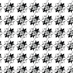 a seamless black and white floral pattern. It features a repeating design of stylized flowers and leaves on a white background. The pattern is commonly available as a vector graphic or as a print on f