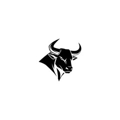Silhouette of a fierce bull's head