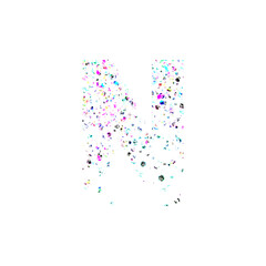 Multicolor Glitter Letter N