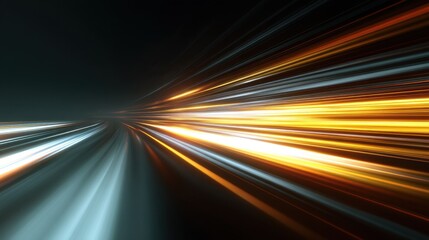 Dynamic 3D stripes with glowing sun flare and motion blur, conveying speed, technology, and futuristic business themes.