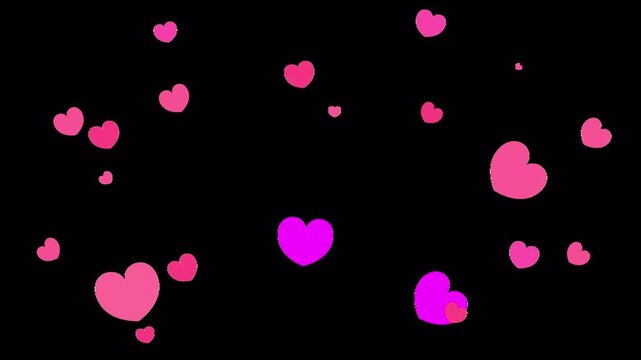 Looped animation of pink hearts on a transparent background. Smooth movement create the effect of tenderness and romance.