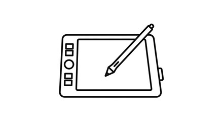 Graphic tablet with pen isolated on white background digital drawing board for designers and artists creative tool for illustration