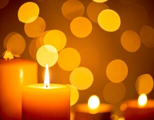 Warm Candlelight Bokeh Overlay with Golden Orange Glow