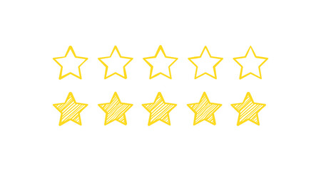 Yellow outline and filled stars in minimalist linear style