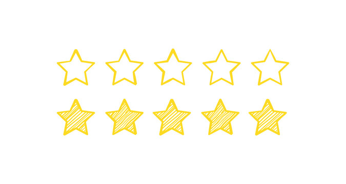 Yellow outline and filled stars in minimalist linear style