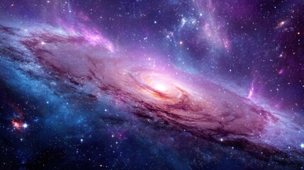 Colorful galaxy with nebula clouds and sparkling stars in deep space, featuring rich cosmic textures and vibrant hues.