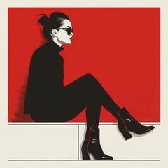 The illustration combines bold, modern design elements with a minimalist aesthetic, creating a chic and contemporary look.