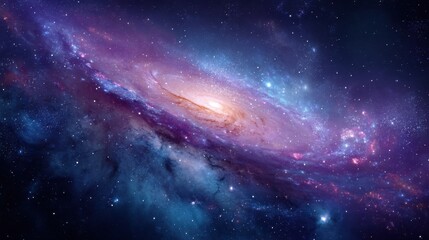 Naklejka premium Colorful galaxy with nebula clouds and sparkling stars in deep space, featuring rich cosmic textures and vibrant hues.