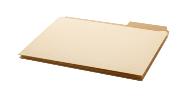 A blank, empty brown folder with a blank, blank inside, isolated on a white background.