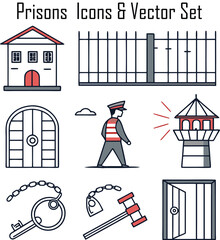 Prisons Icons & Vector Set