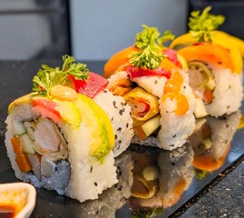 Colorful Sushi Rolls with Fresh Ingredients