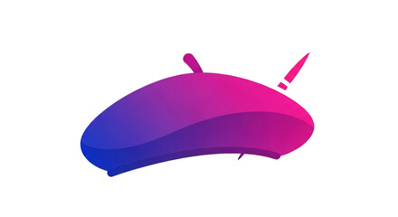 Obraz premium A stylish purple and blue beret isolated on white background, representing fashion, art, and creative expression in a modern design