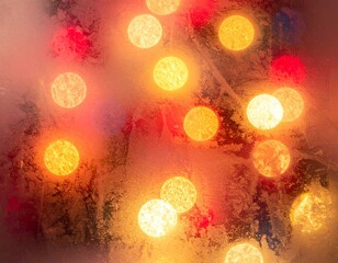 Holiday Light Reflection on Frosted Glass with Red and Gold Gradient