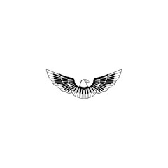 Fototapeta premium Eagle with piano keys as wings, in black and white, on a white background
