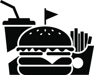 Iconic fast food meal with burger fries and drink