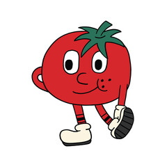 hand drawn cute tomato cartoon character illustration