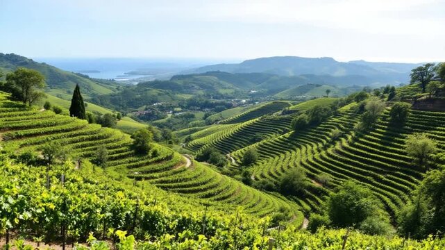 Picturesque Vineyards of Prosecco Hills - A Scenic Italian Landscape.
