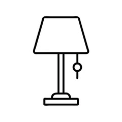 Simple line art icon of a classic table lamp with a pull chain