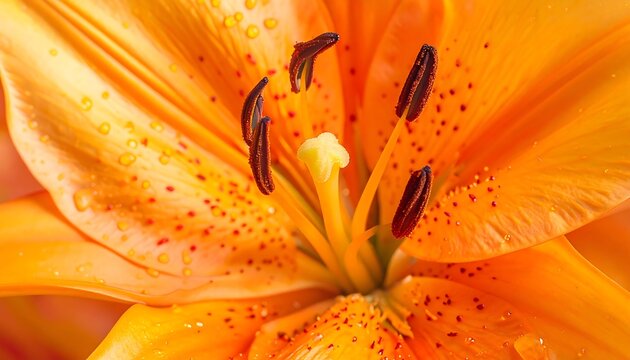 Close Up Orange Lily Flower.