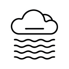 Simple line art icon of a cloud over wavy water representing fog or mist