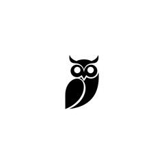 Graphic icon of a sleek stylized owl with large eyes and minimalist wing design