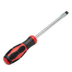 A red and black handled screwdriver lies on a surface