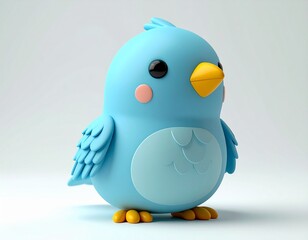 Cute Blue Bird: A charming depiction of a cuddly blue bird with big eyes, inviting viewers to a world of innocence, sweetness, and the pure joy of nature's simple beauty.