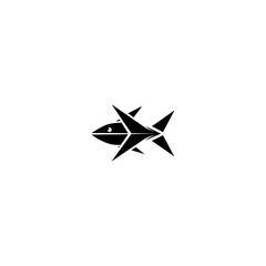 Obraz premium Geometric black fish with sharp fins and a tail on a white background