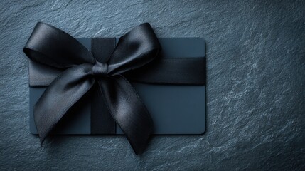 black gift card with ribbon bow