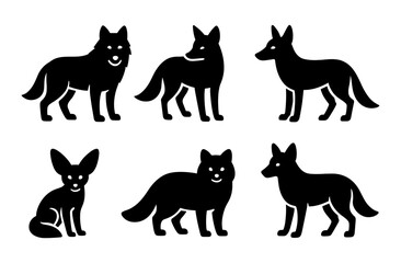 Silhouette dog collection: various breeds in minimalist black outline