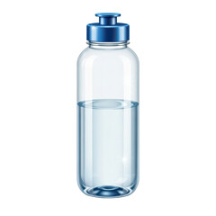 Naklejka premium A photorealistic image of a metal water bottle with a blue cap is shown isolated.