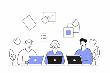 Corporate Project Development Vector Illustration Team Collaboration for Strategic Business Planning