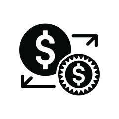Obraz premium Dollar coins exchange illustration with arrows, business and financial concept on white background