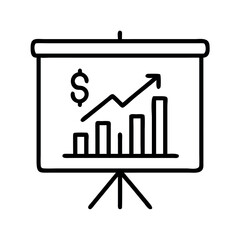 Financial growth presentation chart on a whiteboard displaying upward trends