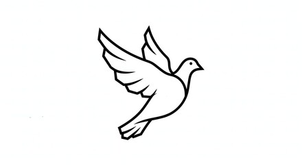 Fototapeta premium Simple Outline Flying Dove Icon Illustration with Black Stroke Design
