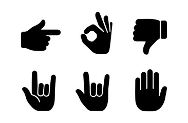 Obraz premium Hand gesture symbols set in silhouette style for communication and design