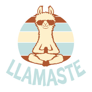Llama Meditating Yoga Llamaste Sunglasses Retro Animal Pun
