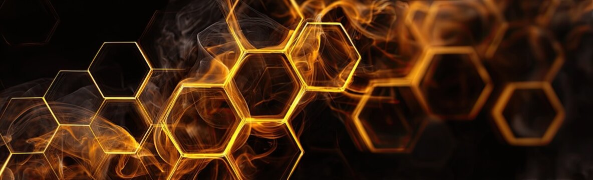 Abstract honeycomb pattern in fire