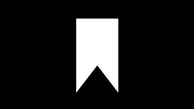 Bookmark save icon animation on a black background.4k motion graphics animation .