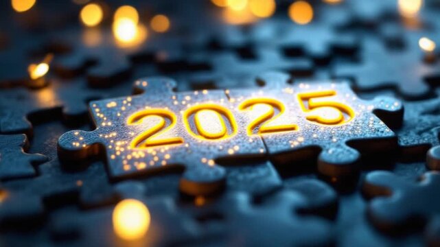 Illuminated Puzzle Piece - A Bright Vision for the Year 2025.