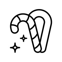 Candy stick icon. Christmas candy canes. Traditional Christmas stick. Sweet treat symbol. Vector outline sign isolated on white background.