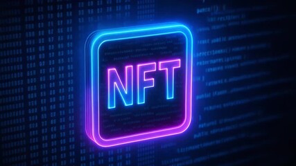A vibrant neon NFT logo representing the fusion of art and technology in the digital space, perfect for creative projects. - Powered by Adobe
