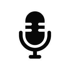 Black microphone icon illustration isolated on a white background for media use